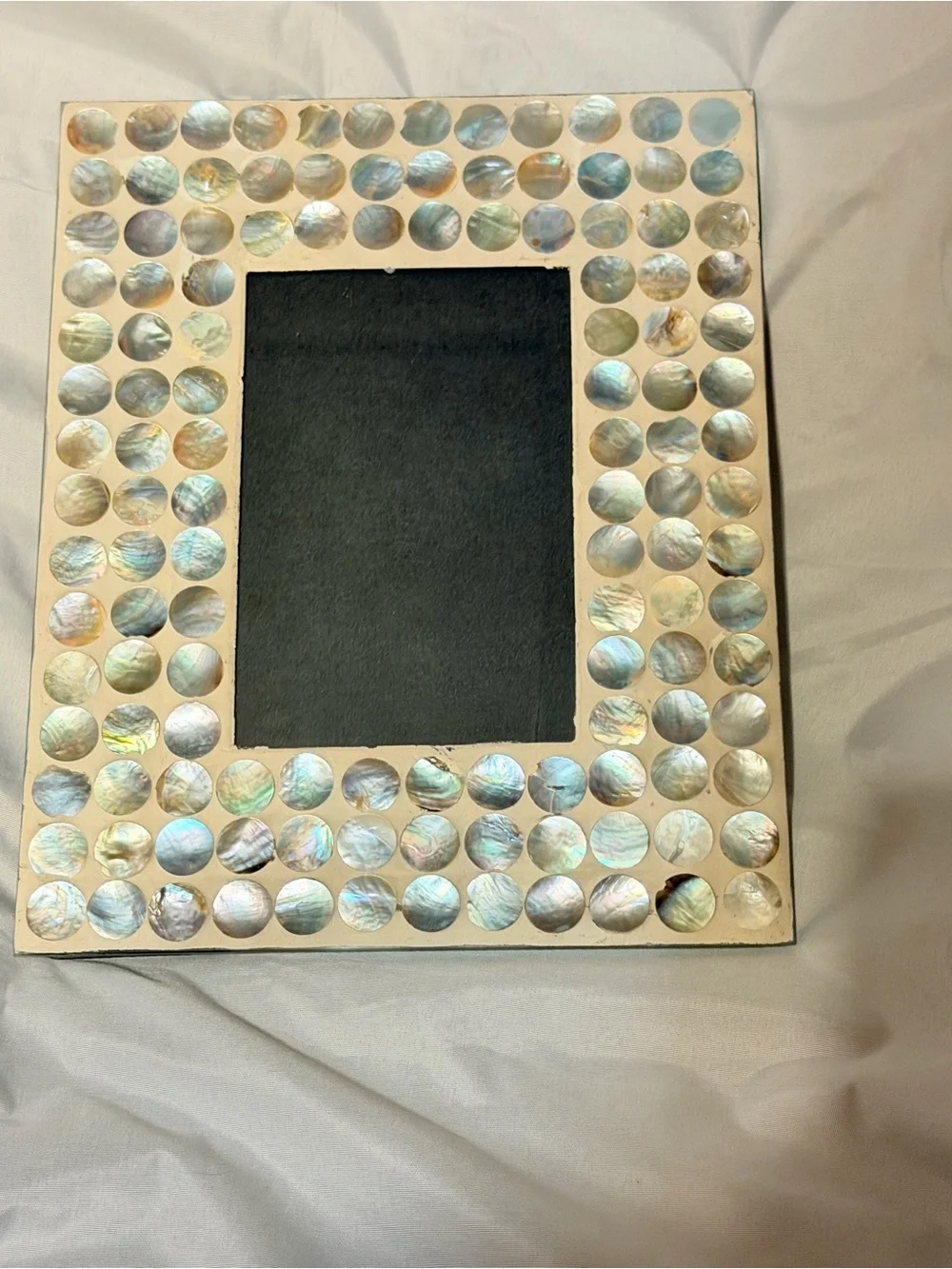 Mother of Pearl Shell Mosaic Picture Frame Coastal Boho Beach Decor